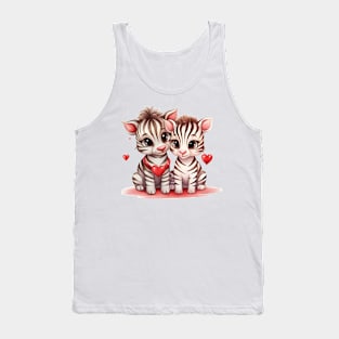 Valentine Zebra Couple Tank Top